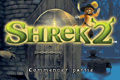 Shrek 2 title screen for GameBoy Advance